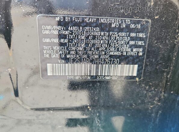 JF2SJARC7HH426730 2017 SUBARU FORESTER Black Вид наклейки з VIN-кодом