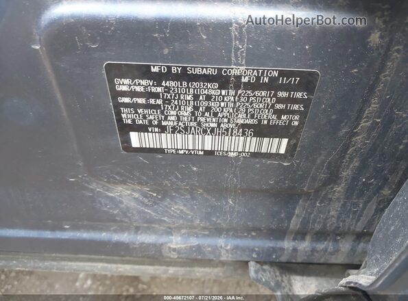JF2SJARCXJH518436 2018 SUBARU FORESTER Light Blue Widok komory silnika