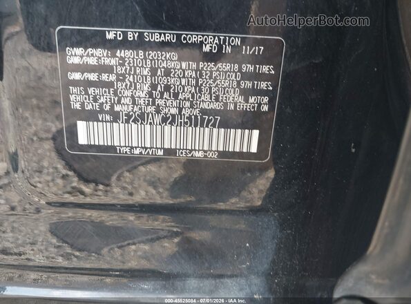 JF2SJAWC2JH511727 2018 SUBARU FORESTER Black Vista del compartimento del motor