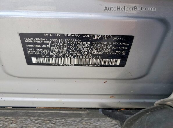 JF2SJAWC4HH804216 2017 SUBARU FORESTER Silver Շարժիչի բաժամունքի տեսք