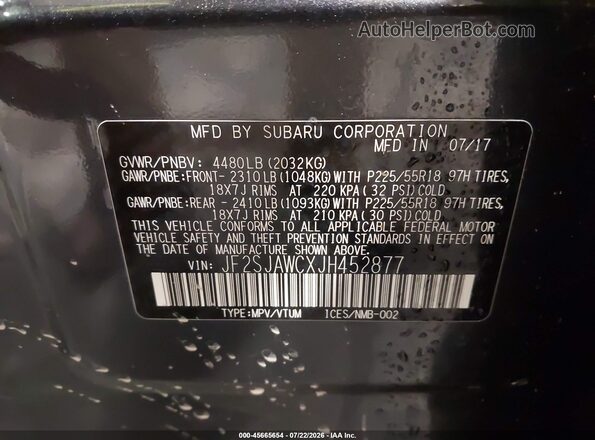JF2SJAWCXJH452877 2018 SUBARU FORESTER Blue Widok komory silnika