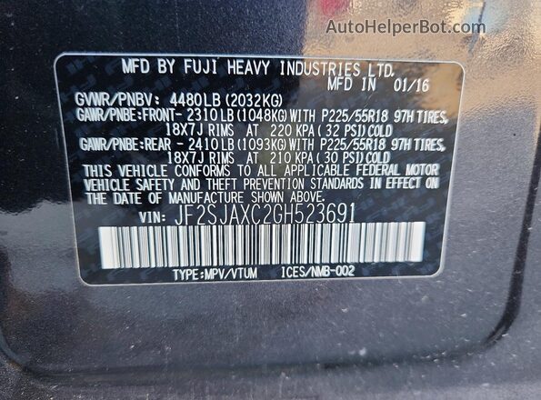 JF2SJAXC2GH523691 2016 SUBARU FORESTER Черный Вид подкапотного пространства