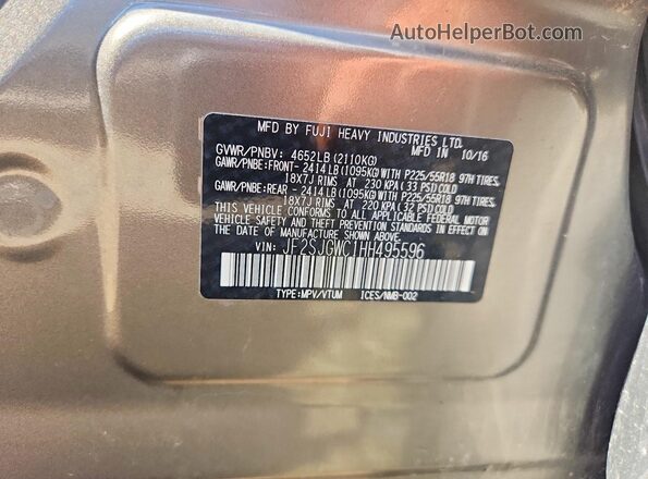 JF2SJGWC1HH495596 2017 SUBARU FORESTER Gray Вид підкапотного простору