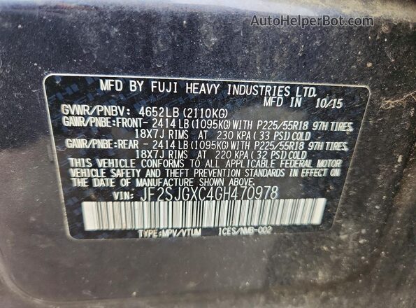JF2SJGXC4GH470978 2016 SUBARU FORESTER Charcoal Vista interior de 360 grados