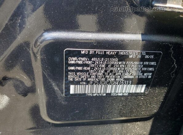 JF2SJGXC7GH415313 2016 SUBARU FORESTER Charcoal VIN sticker view