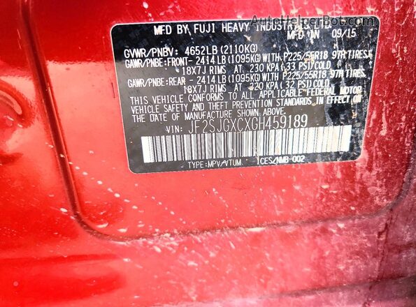 JF2SJGXCXGH459189 2016 SUBARU FORESTER Burgundy Engine compartment view