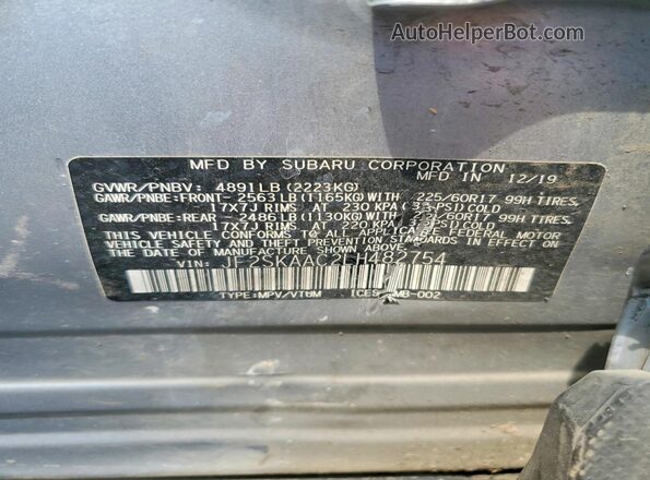 JF2SKAAC2LH482754 2020 SUBARU FORESTER Silver ძრავის განყოფილების ხედი