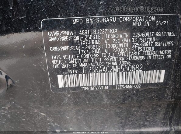 JF2SKAAC2MH550682 2021 SUBARU FORESTER Gray Շարժիչի բաժամունքի տեսք