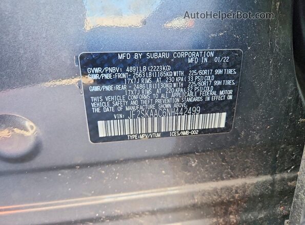 JF2SKAAC6NH442499 2022 SUBARU FORESTER Silver Widok komory silnika