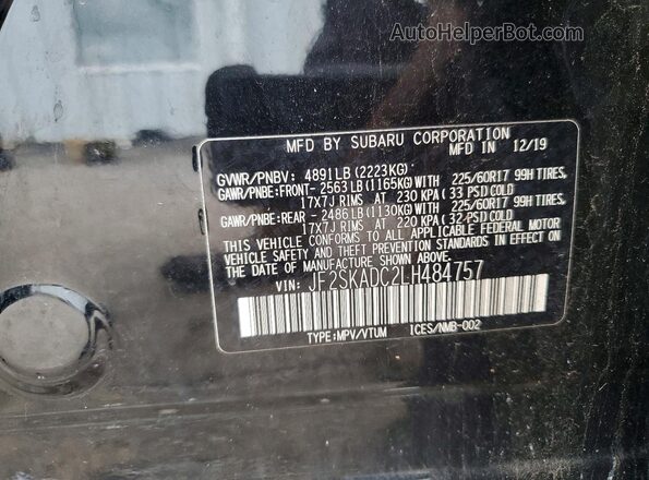 JF2SKADC2LH484757 2020 SUBARU FORESTER Black Սալոնի 360 աստիճան տեսք
