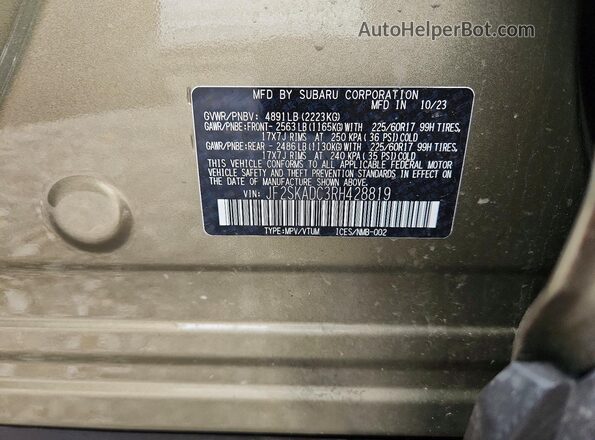 JF2SKADC3RH428819 2024 SUBARU FORESTER Green Вид наклейки з VIN-кодом