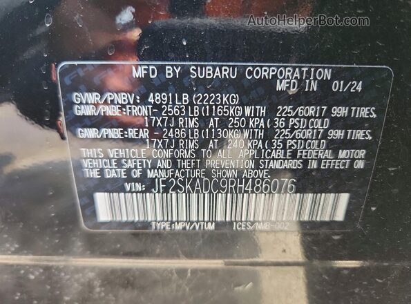 JF2SKADC9RH486076 2024 SUBARU FORESTER Black Вид підкапотного простору
