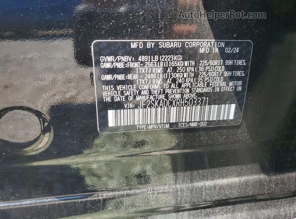 JF2SKADCXRH503371 2024 SUBARU FORESTER Black Вид підкапотного простору
