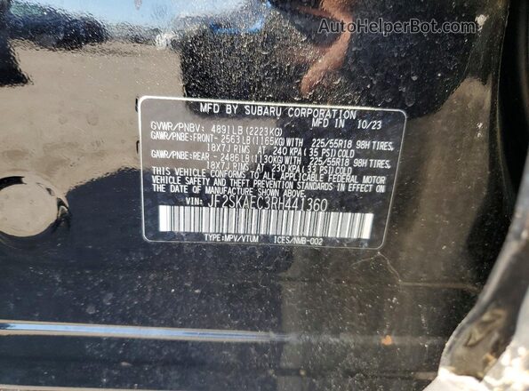 JF2SKAEC3RH441360 2024 SUBARU FORESTER Black VIN կոդի պիտակի տեսք