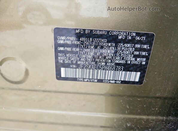 JF2SKAEC5PH468783 2023 SUBARU FORESTER Green VIN sticker view