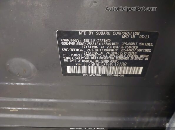 JF2SKAECXPH533188 2023 SUBARU FORESTER Gray Widok komory silnika