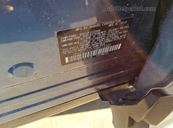 JF2SKAFC6MH514888 2021 SUBARU FORESTER Blue VIN კოდის სტიკერის ხედი