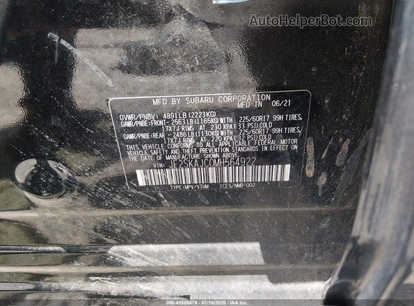 JF2SKAJC0MH564922 2021 SUBARU FORESTER Black ძრავის განყოფილების ხედი