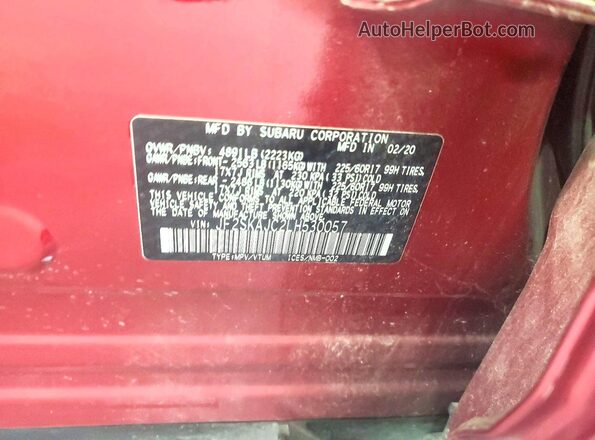 JF2SKAJC2LH530057 2020 SUBARU FORESTER Crimson Սալոնի 360 աստիճան տեսք