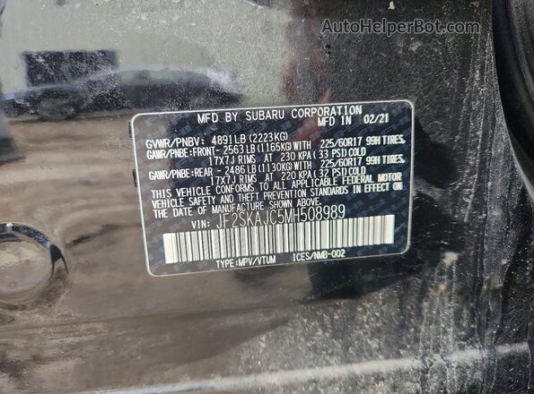 JF2SKAJC5MH508989 2021 SUBARU FORESTER Black 360 interior view