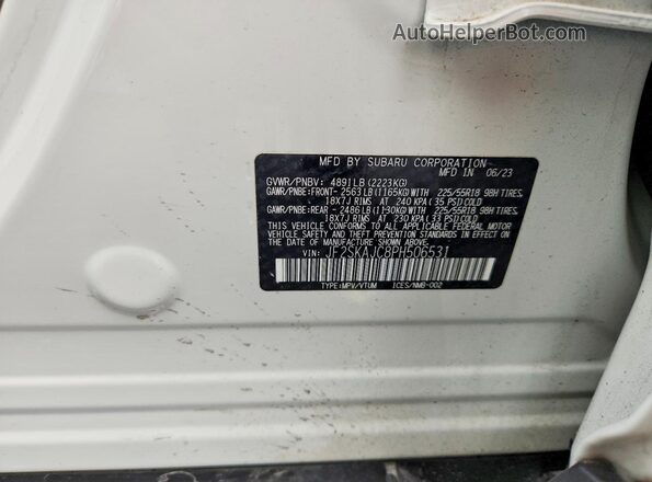 JF2SKAJC8PH506531 2023 SUBARU FORESTER White Vista de la etiqueta del VIN