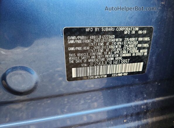 JF2SKAJC9LH413897 2020 SUBARU FORESTER Синий Вид подкапотного пространства