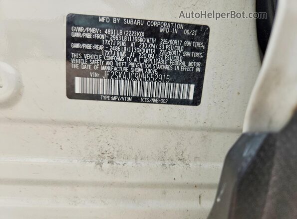 JF2SKAJC9MH552915 2021 SUBARU FORESTER Белый Вид подкапотного пространства