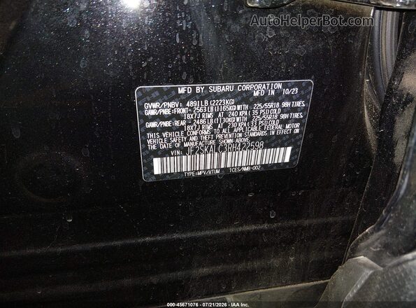 JF2SKALC3RH422598 2024 SUBARU FORESTER Black Вид підкапотного простору