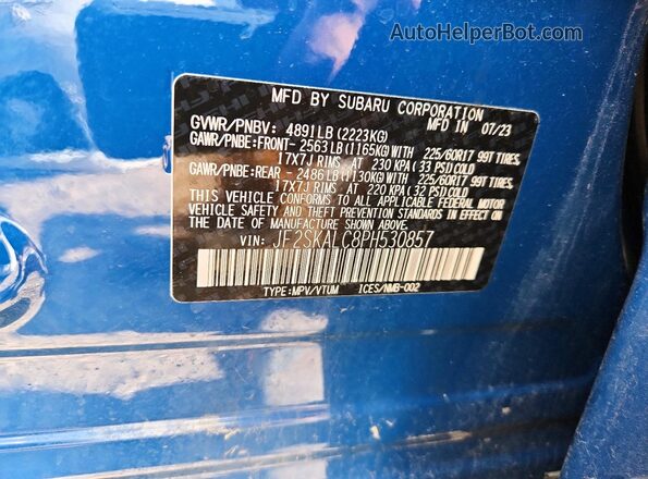 JF2SKALC8PH530857 2023 SUBARU FORESTER Blue Widok komory silnika