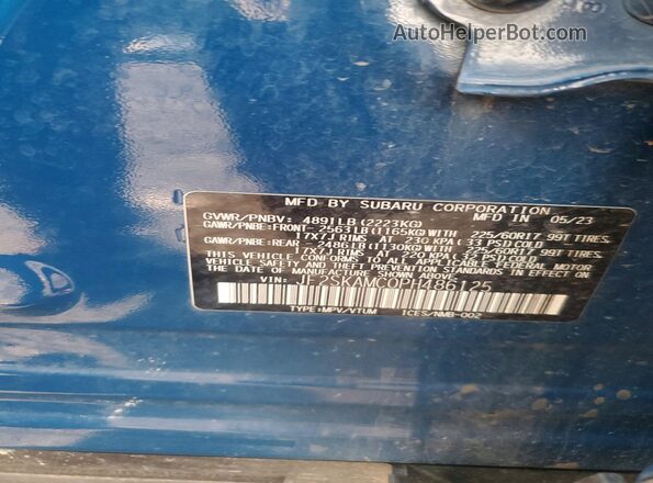 JF2SKAMC0PH486125 2023 SUBARU FORESTER Blue Widok naklejki z numerem VIN
