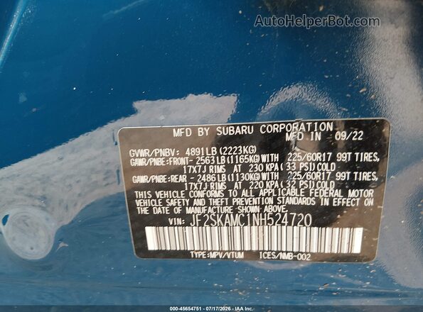 JF2SKAMC1NH524720 2022 SUBARU FORESTER Dark Blue Widok komory silnika