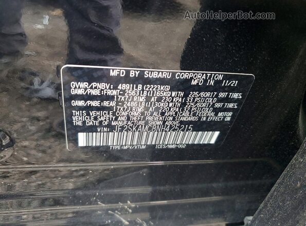 JF2SKAMC8NH425215 2022 SUBARU FORESTER Black Вид підкапотного простору