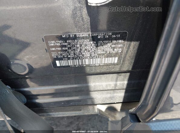 JF2SKAPC0KH543394 2019 SUBARU FORESTER Black Engine compartment view