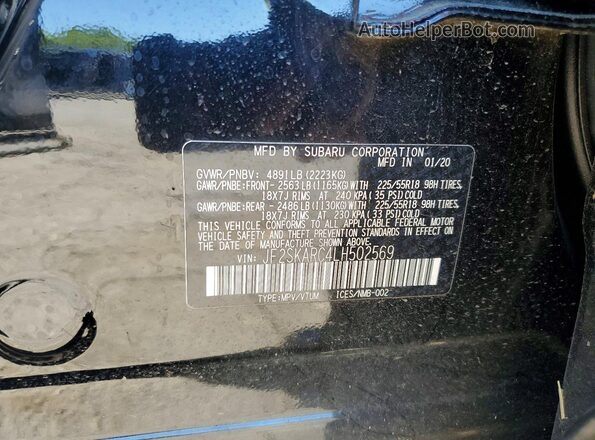 JF2SKARC4LH502569 2020 SUBARU FORESTER Black ძრავის განყოფილების ხედი