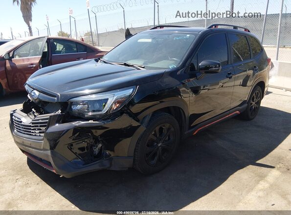 JF2SKARC4MH469204 2021 SUBARU FORESTER Black წინა მარცხენა ხედი სამი მეოთხედიდან