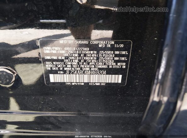 JF2SKARC4MH469204 2021 SUBARU FORESTER Black ძრავის განყოფილების ხედი