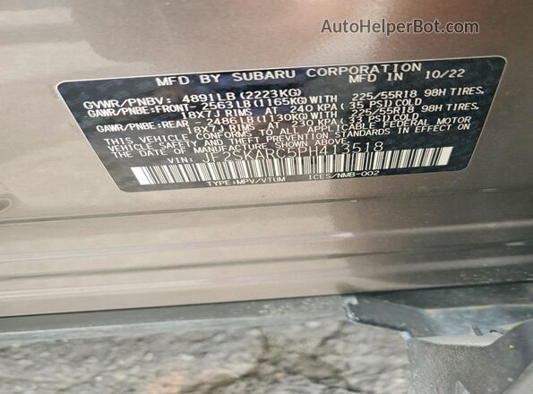 JF2SKARC5PH413518 2023 SUBARU FORESTER Brown VIN კოდის სტიკერის ხედი