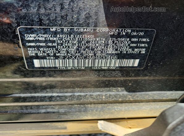 JF2SKARC8MH400466 2021 SUBARU FORESTER Черный Вид наклейки с VIN-кодом