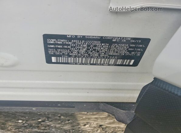 JF2SKASC8KH537348 2019 SUBARU FORESTER Белый Вид подкапотного пространства
