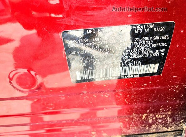 JF2SKAXC1LH596106 2020 SUBARU FORESTER Бордовый Вид наклейки с VIN-кодом