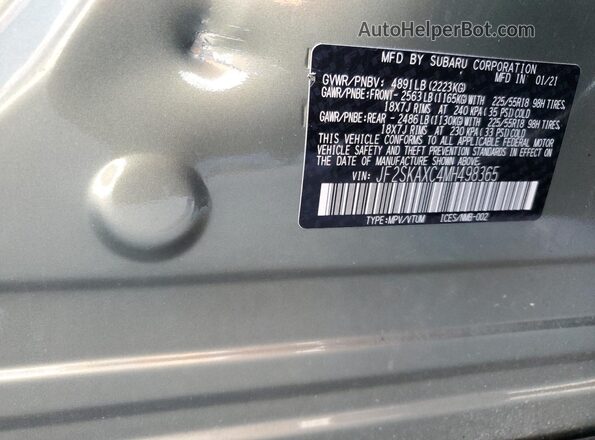 JF2SKAXC4MH498365 2021 SUBARU FORESTER Green Vista del compartimento del motor