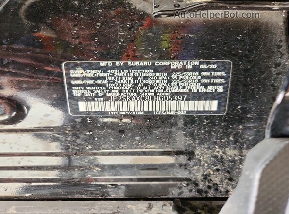 JF2SKAXC8LH605397 2020 SUBARU FORESTER Черный Вид наклейки с VIN-кодом