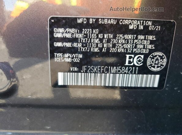 JF2SKEFC1MH584211 2021 SUBARU FORESTER Charcoal Շարժիչի բաժամունքի տեսք
