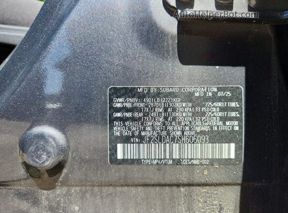 JF2SLDAC7SH606093 2025 SUBARU FORESTER Gray Widok wnętrza 360 stopni