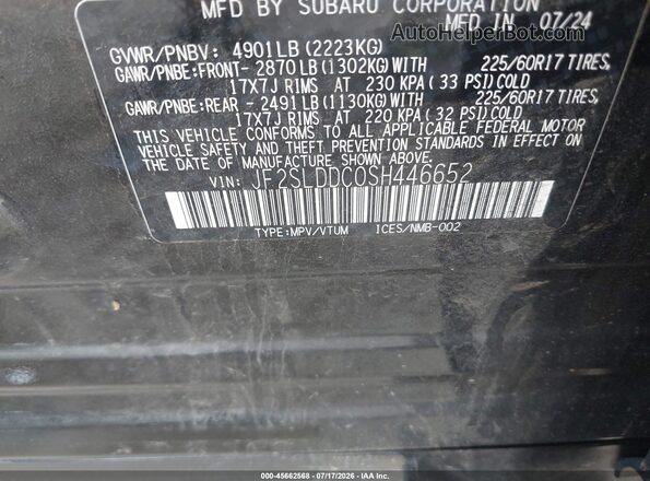 JF2SLDDC0SH446652 2025 SUBARU FORESTER Black Շարժիչի բաժամունքի տեսք