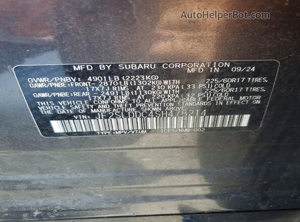 JF2SLDDC4SH478214 2025 SUBARU FORESTER Black 360 interior view