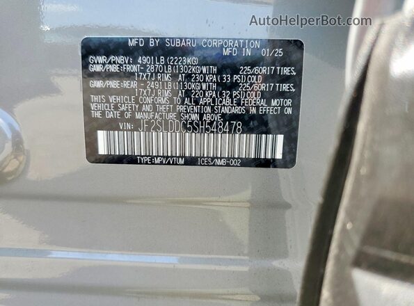 JF2SLDDC5SH548478 2025 SUBARU FORESTER Gray Շարժիչի բաժամունքի տեսք