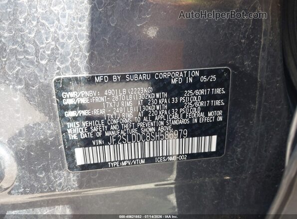 JF2SLDDC8SH586979 2025 SUBARU FORESTER Gray ძრავის განყოფილების ხედი