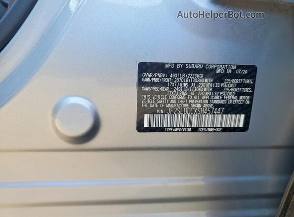 JF2SLDDCXSH457447 2025 SUBARU FORESTER Silver ძრავის განყოფილების ხედი