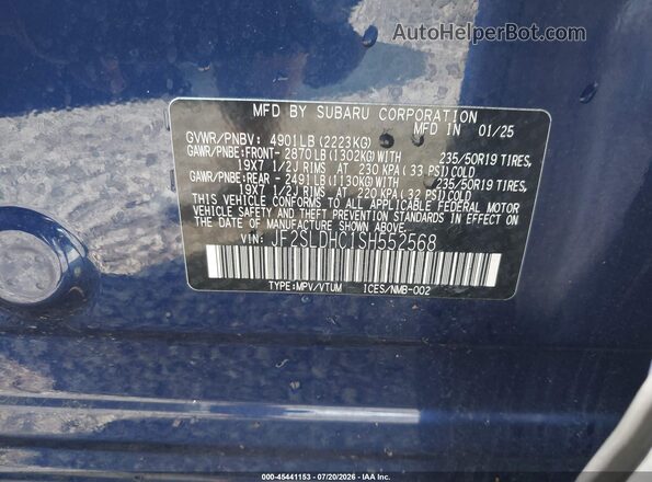 JF2SLDHC1SH552568 2025 SUBARU FORESTER Blue Widok komory silnika
